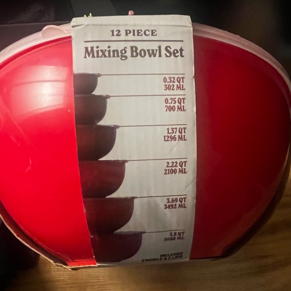 Core 12 Piece Mixing Bowl Set - Red - Picture 4 of 5
